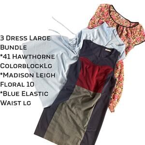 3 Dress Bundle 41 Hawthorne Colorblock Madison Leigh Floral 10 Large
